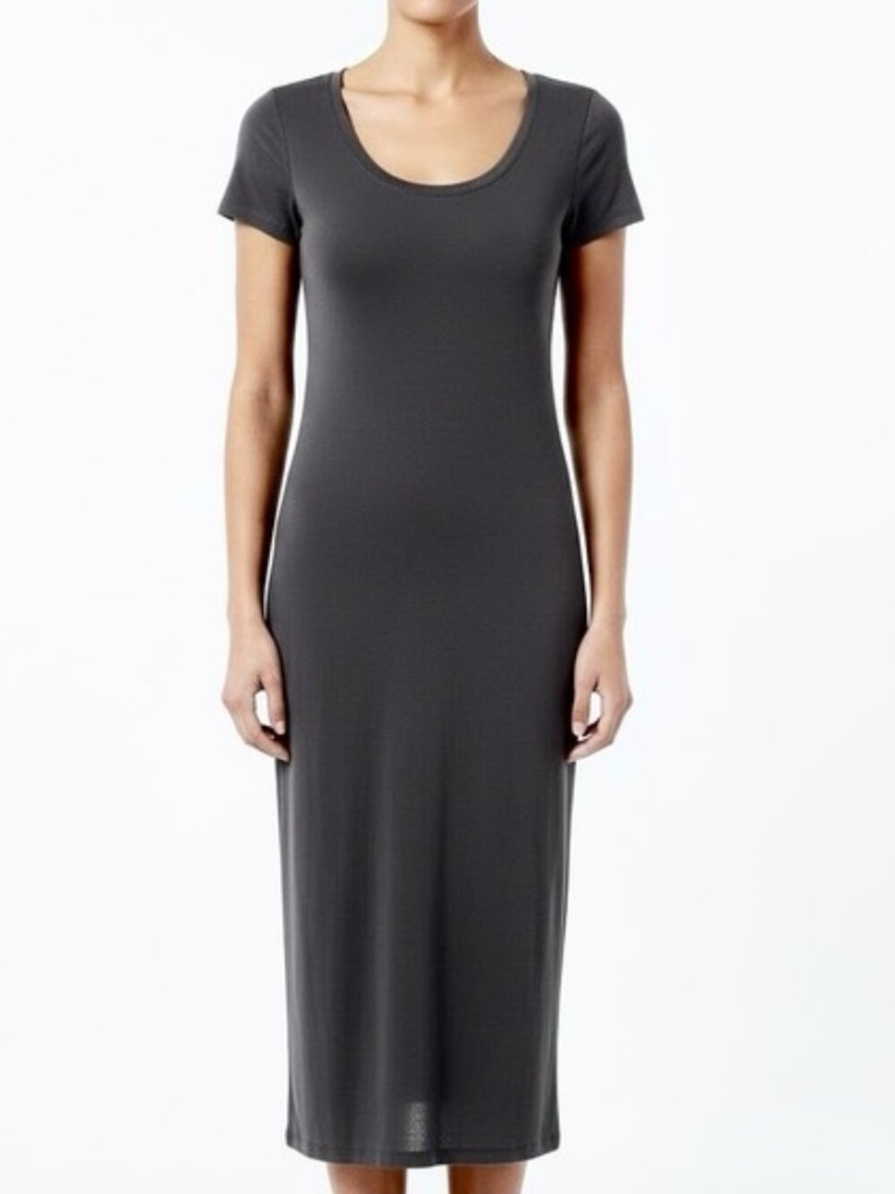Unbranded Knit T-Shirt Midi Dress Short Sleeve Bodycon Stretch No Size